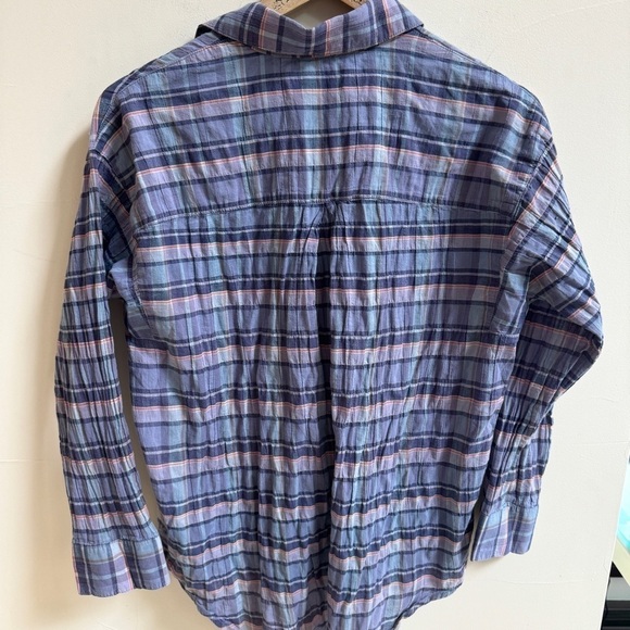 Madewell Purple Plaid Creped Button Up Collared Womens Size S Long Sleeve - Picture 8 of 15